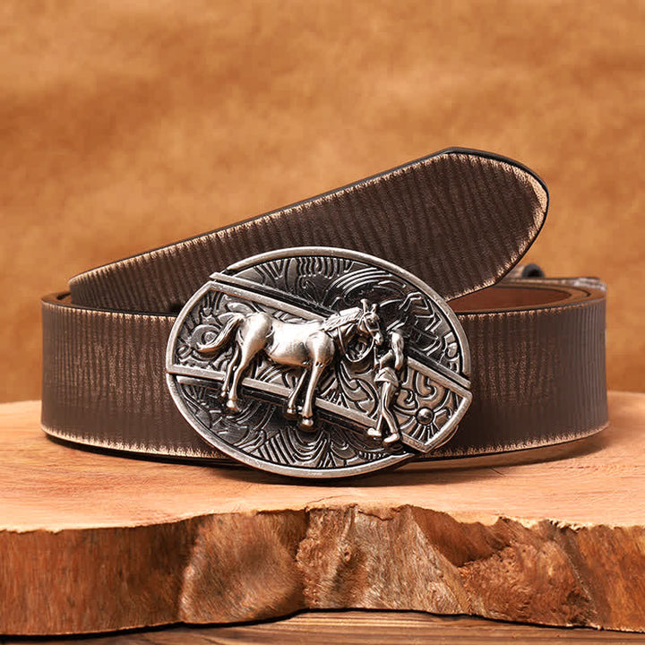 Cintura in pelle con coltello pieghevole nascosto da cowgirl fai da te da uomo - Cowgirl - Cintura marrone anticata - 42 - image 9