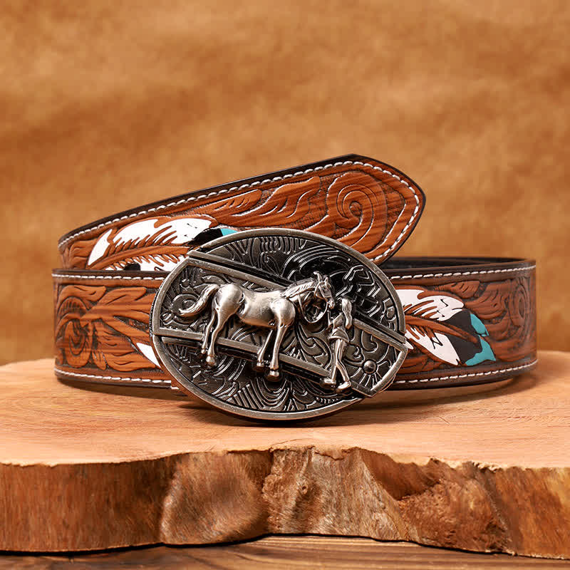 Cintura in pelle con coltello pieghevole nascosto da cowgirl fai da te da uomo