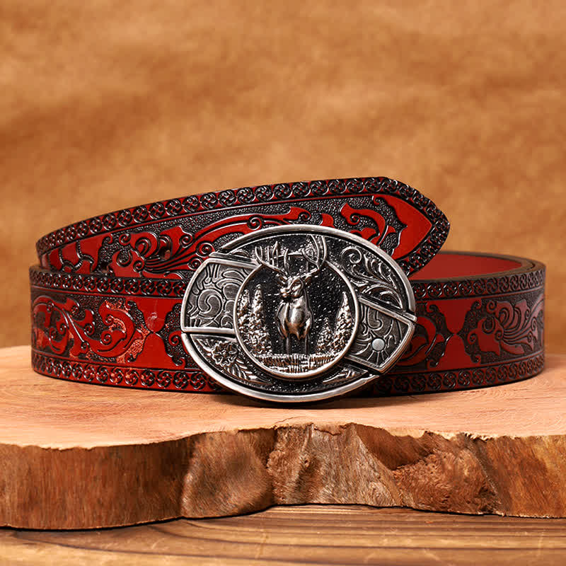 Cintura in pelle con coltello pieghevole nascosto da uomo, stile cervo nella foresta fai da te - image 8