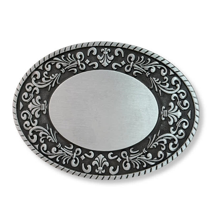 Cintura in pelle con fibbia fai da te con monogramma inciso personalizzato e nome rotondo - Argento - Senza cintura - Cintura non inclusa - image 2