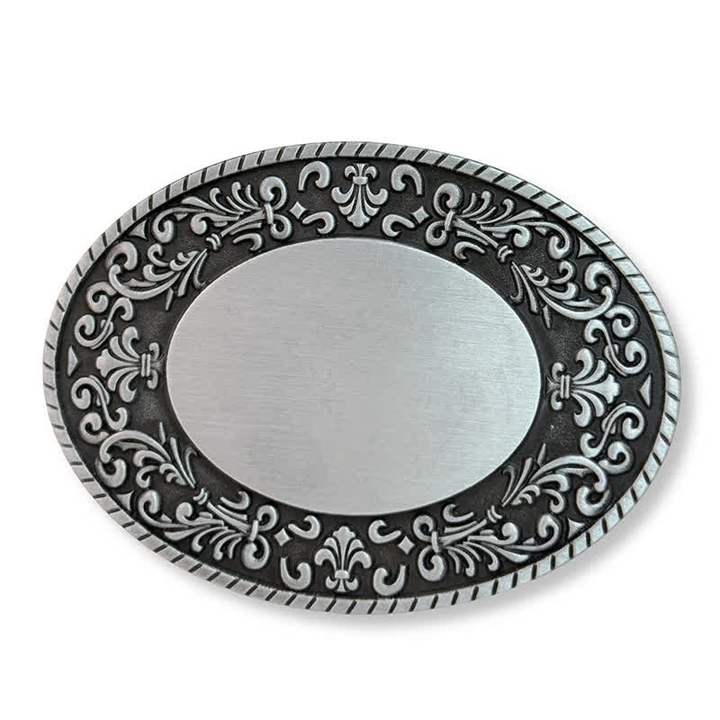 Cintura in pelle con fibbia fai da te con monogramma inciso personalizzato e nome rotondo - Argento - Senza cintura - Cintura non inclusa - image 2