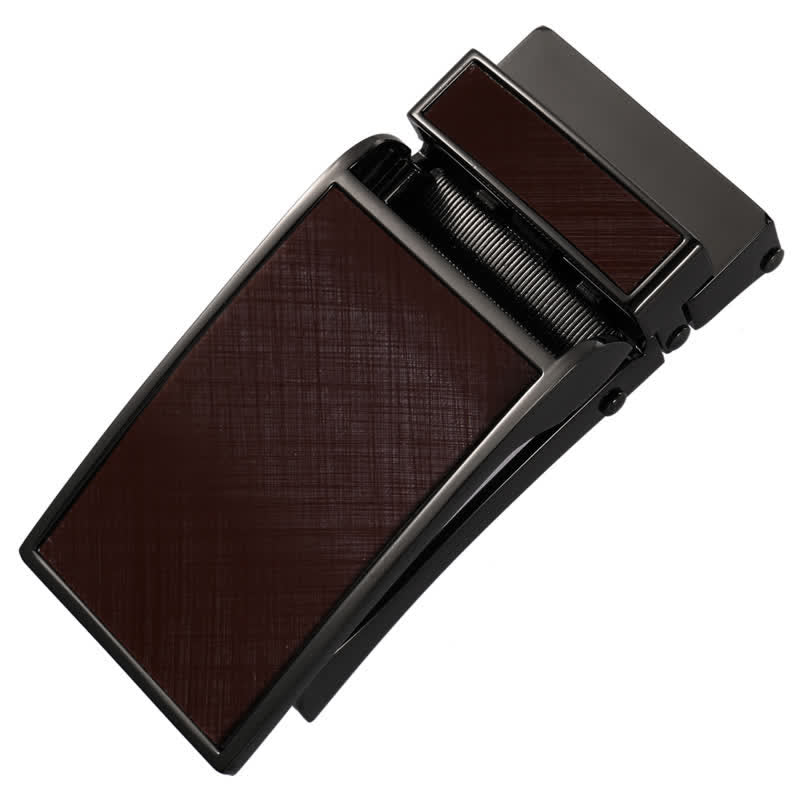 Cintura in pelle con fibbia automatica a forma quadrata nera - Fibbia per caffè - Senza cintura - Cintura non inclusa - image 2