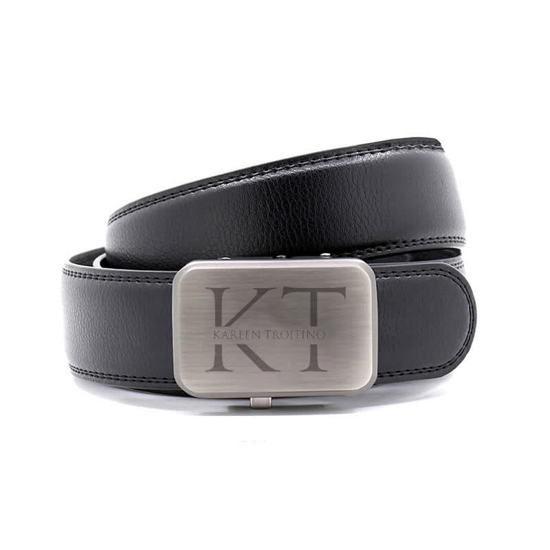 Cintura in pelle con fibbia automatica e monogramma personalizzato, idea regalo - image 1