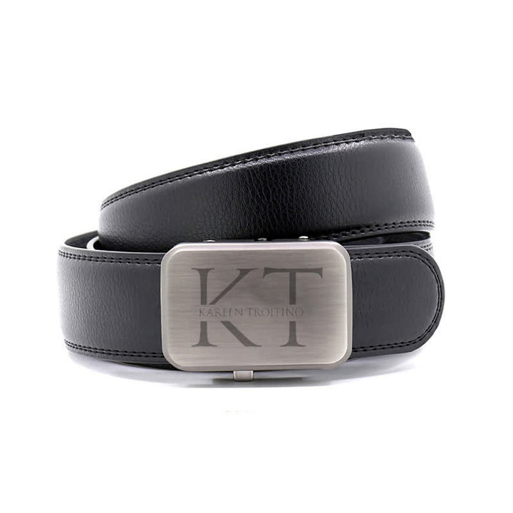 Cintura in pelle con fibbia automatica e monogramma personalizzato, idea regalo - image 1