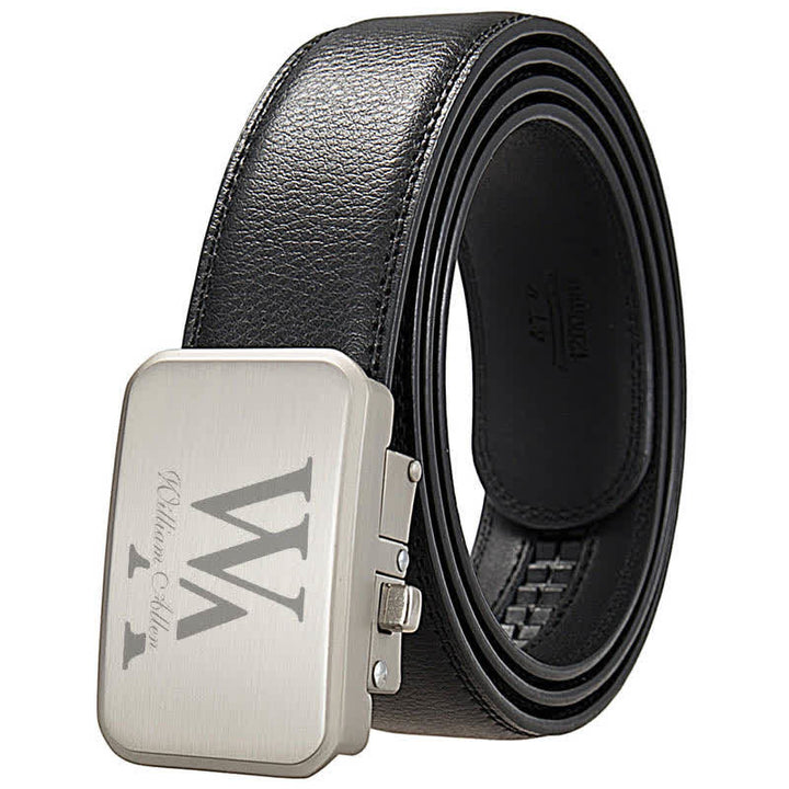 Cintura in pelle con fibbia automatica e monogramma personalizzato, idea regalo - Nero n. 1 - 46 - image 2
