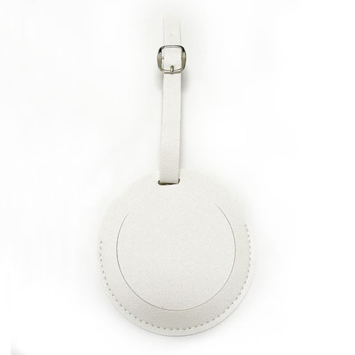Etichetta per bagaglio rotonda con testo personalizzabile su un lato - Bianco - image 10