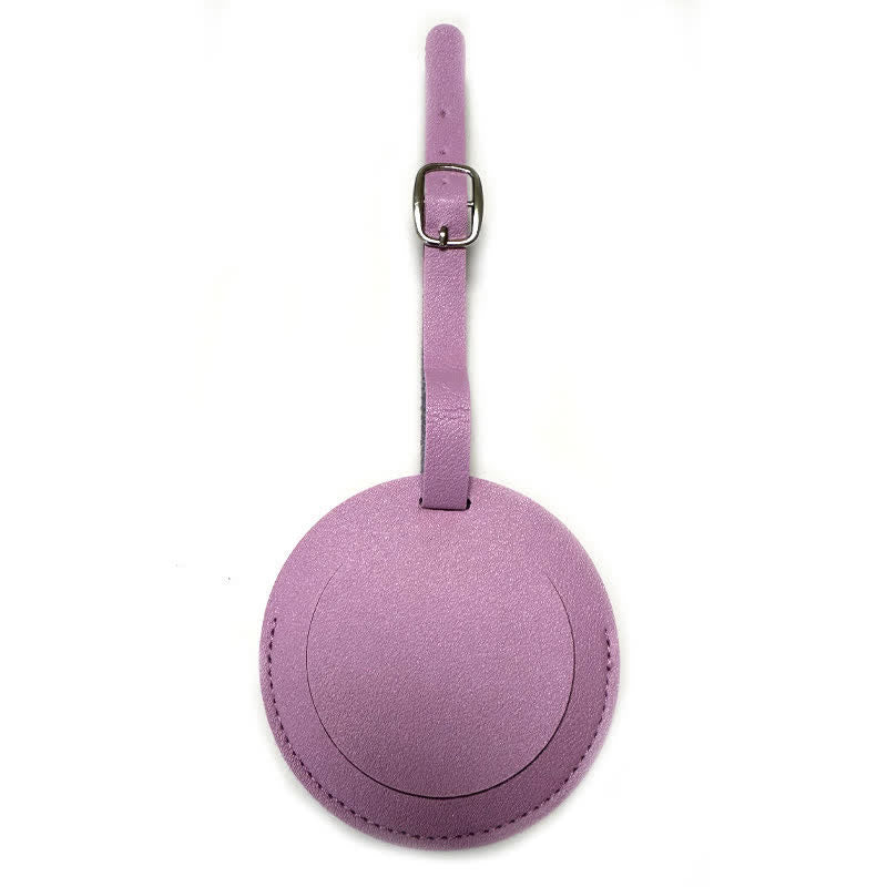 Etichetta per bagaglio rotonda con testo personalizzabile su un lato - Viola chiaro - image 13