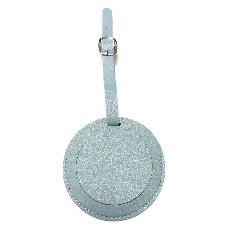 Etichetta per bagaglio rotonda con testo personalizzabile su un lato - Azzurro chiaro - image 12