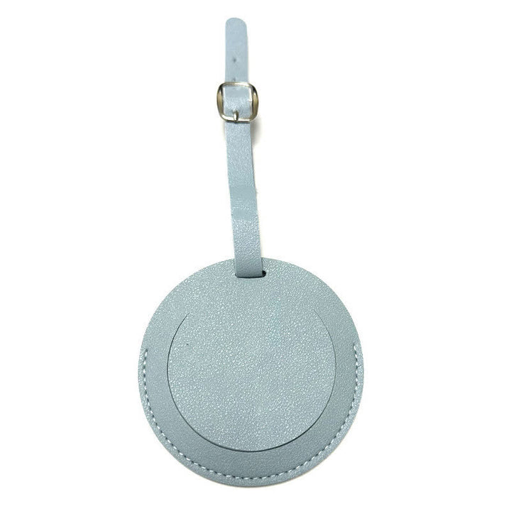 Etichetta per bagaglio rotonda con testo personalizzabile su un lato - Azzurro chiaro - image 12