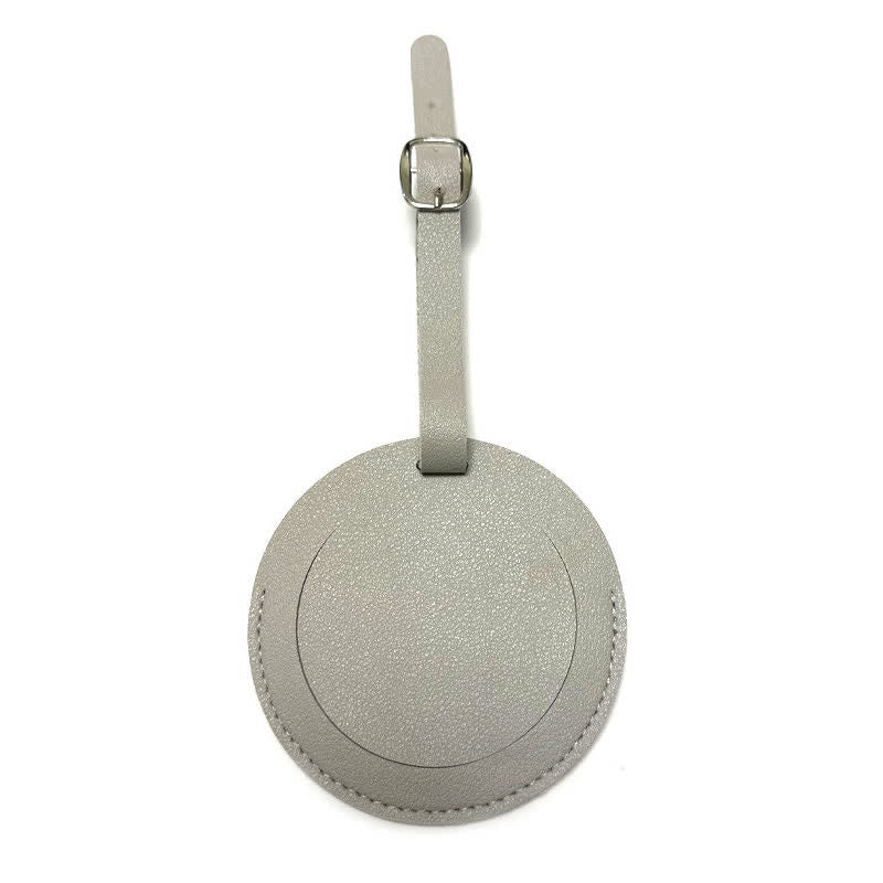Etichetta per bagaglio rotonda con testo personalizzabile su un lato - Grigio - image 17