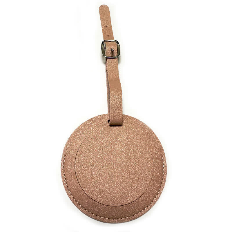 Etichetta per bagaglio rotonda con testo personalizzabile su un lato - Rosa - image 19