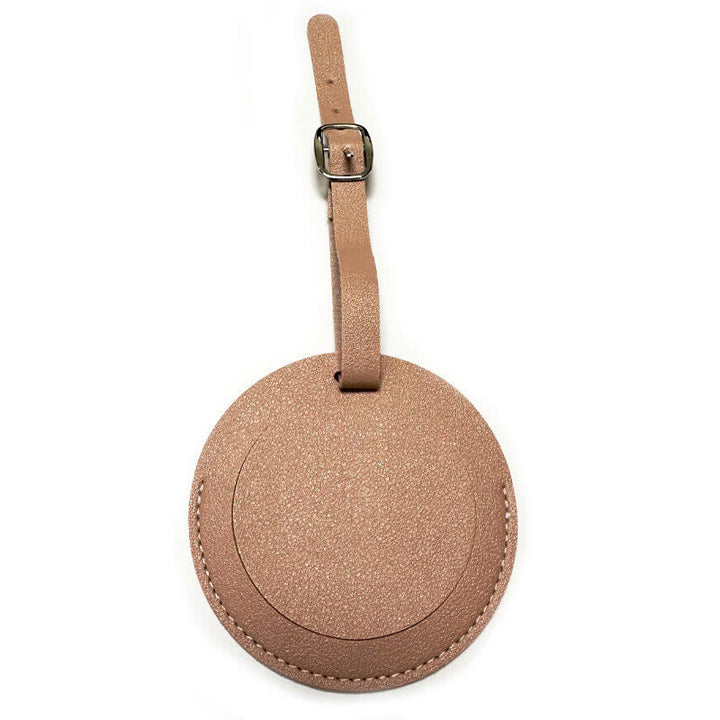 Etichetta per bagaglio rotonda con testo personalizzabile su un lato - Rosa - image 19