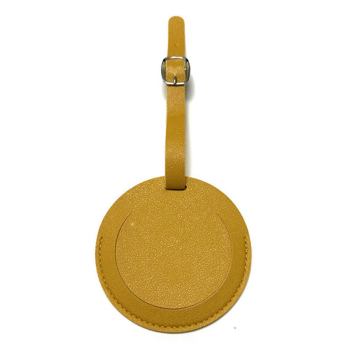Etichetta per bagaglio rotonda con testo personalizzabile su un lato - Giallo - image 16
