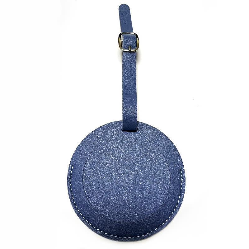 Etichetta per bagaglio rotonda con testo personalizzabile su un lato - Blu - image 11