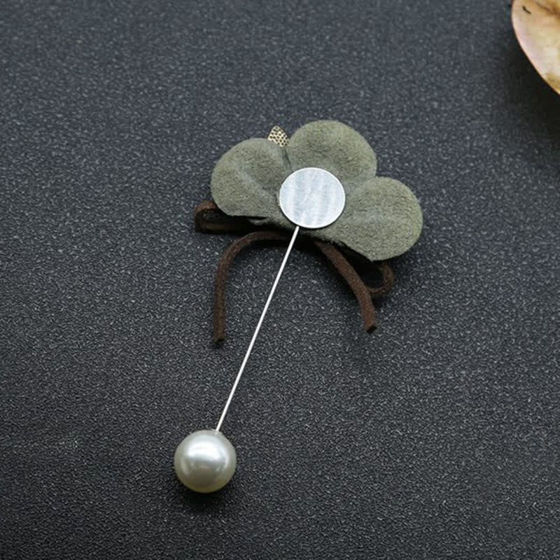 Spilla da bavero in tessuto con fiore, design originale per matrimonio, verde scuro - image 4