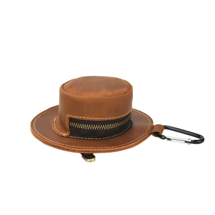 Borsa in pelle con monete retrò a forma di cappello da cowboy western