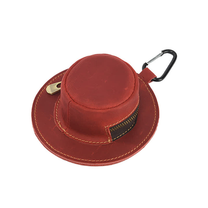 Borsa in pelle con monete retrò a forma di cappello da cowboy western