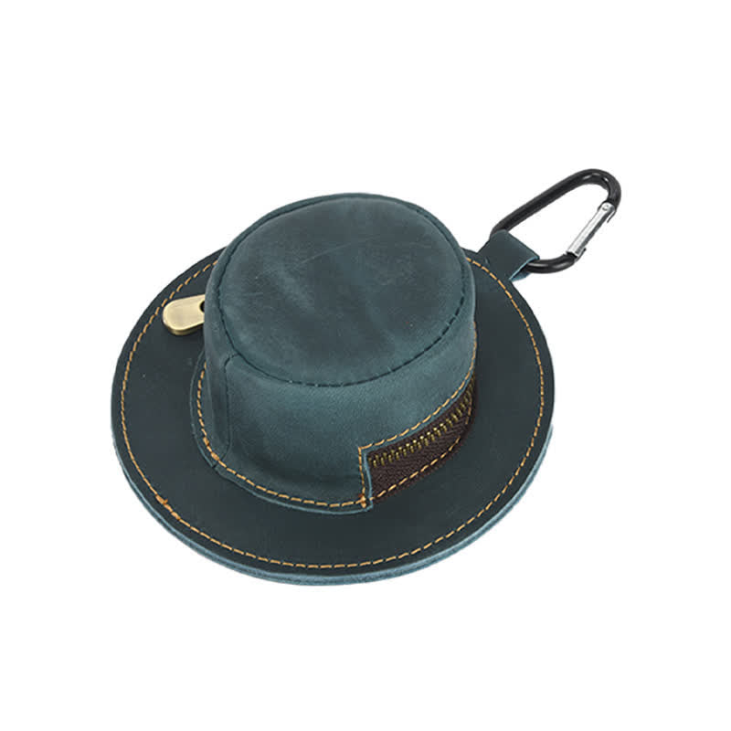 Borsa in pelle con monete retrò a forma di cappello da cowboy western