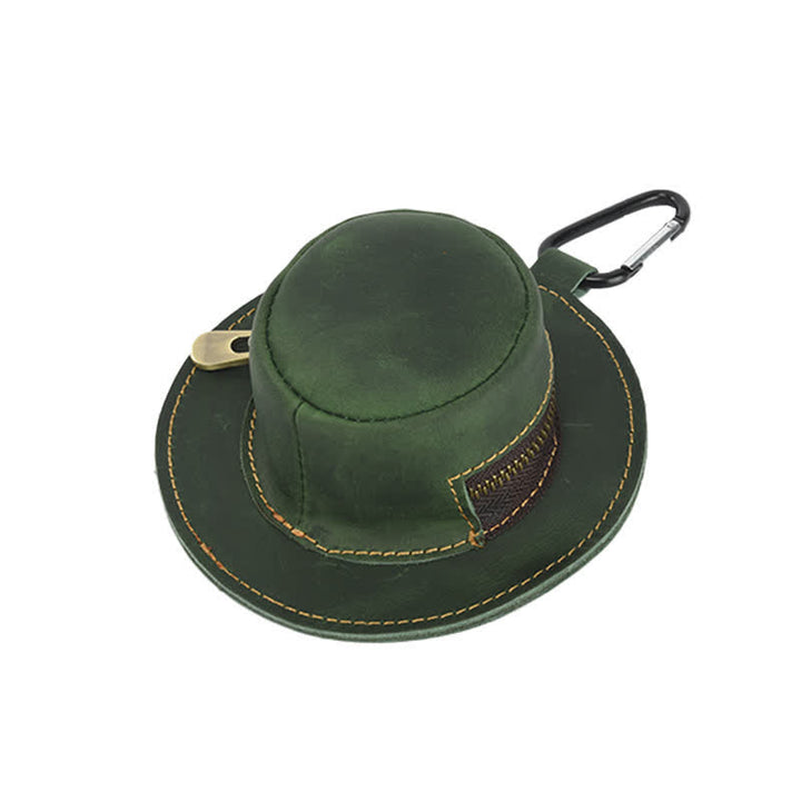 Borsa in pelle con monete retrò a forma di cappello da cowboy western