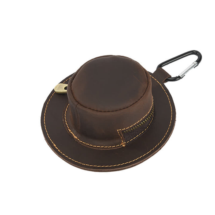 Borsa in pelle con monete retrò a forma di cappello da cowboy western
