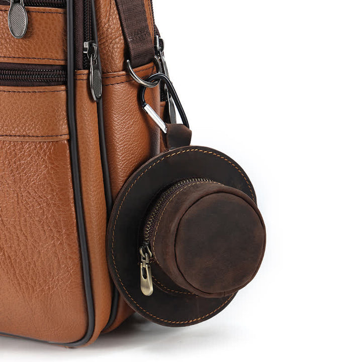 Borsa in pelle con monete retrò a forma di cappello da cowboy western
