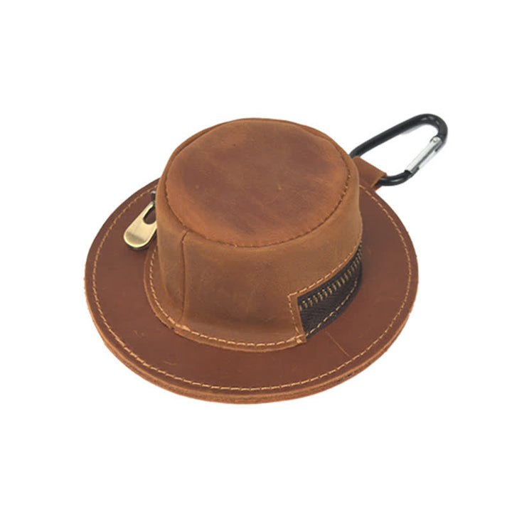 Borsa in pelle con monete retrò a forma di cappello da cowboy western