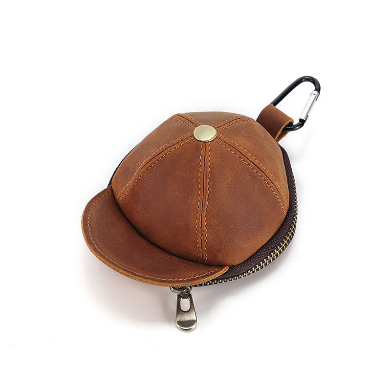 Borsa in pelle con moneta creativa a forma di cappello da baseball - Marrone - image 2