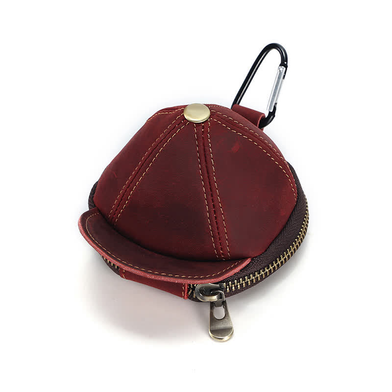 Borsa in pelle con moneta creativa a forma di cappello da baseball - Rosso vino - image 7