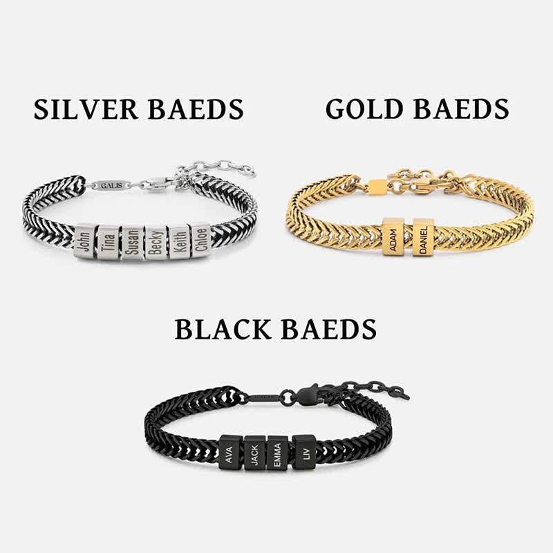 Bracciale in acciaio inossidabile con perline personalizzate e nome della famiglia "Daddy"
