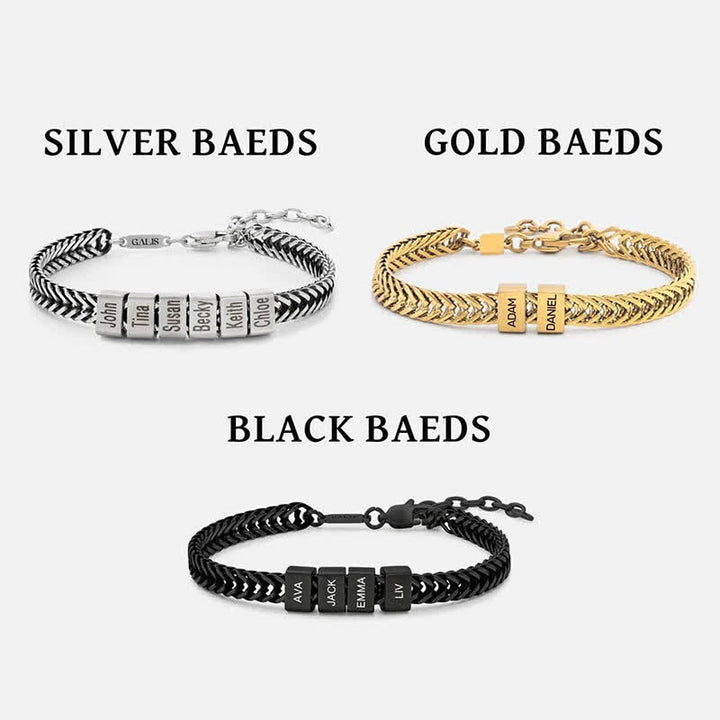 Bracciale in acciaio inossidabile con perline personalizzate e nome della famiglia "Daddy"