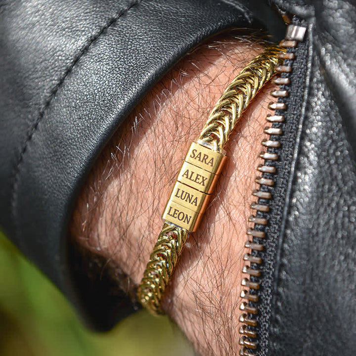 Bracciale in acciaio inossidabile con perline personalizzate e nome della famiglia "Daddy"