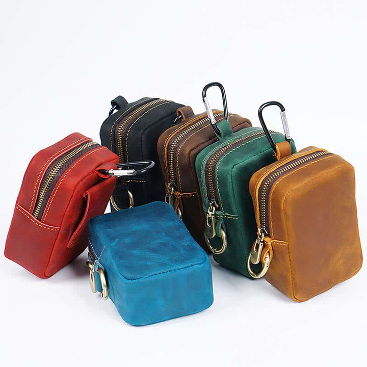 Borsa da cintura mini in vera pelle con cerniera per esterni Cube