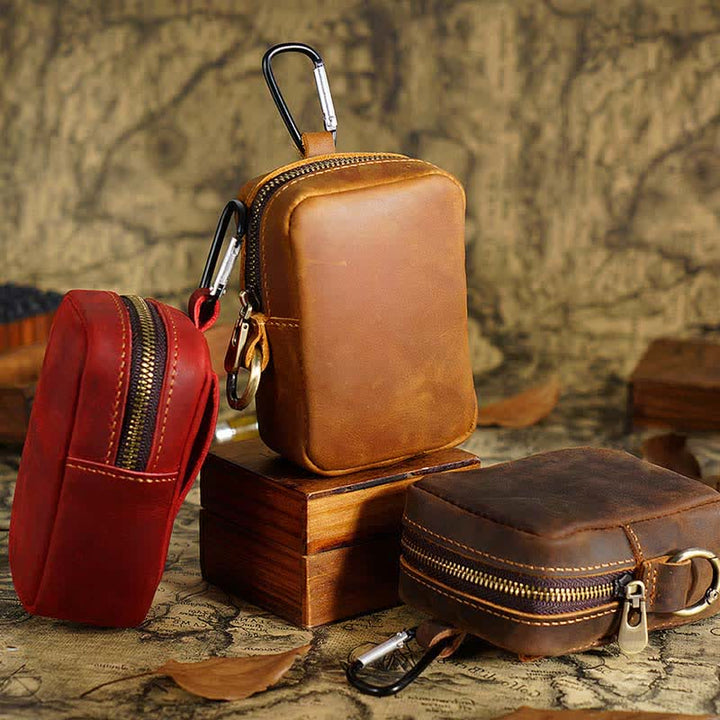 Borsa da cintura mini in vera pelle con cerniera per esterni Cube