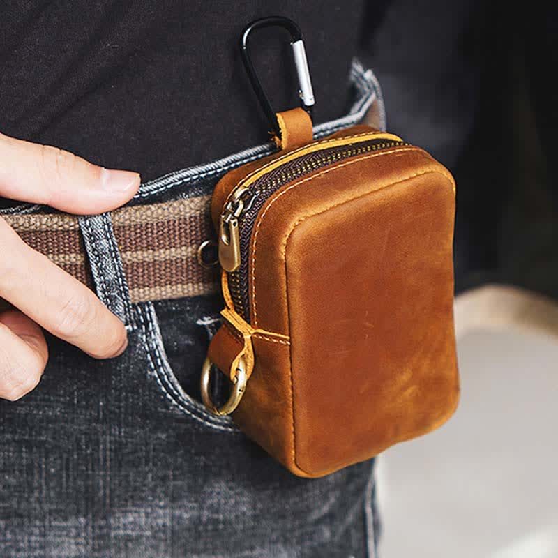Borsa da cintura mini in vera pelle con cerniera per esterni Cube