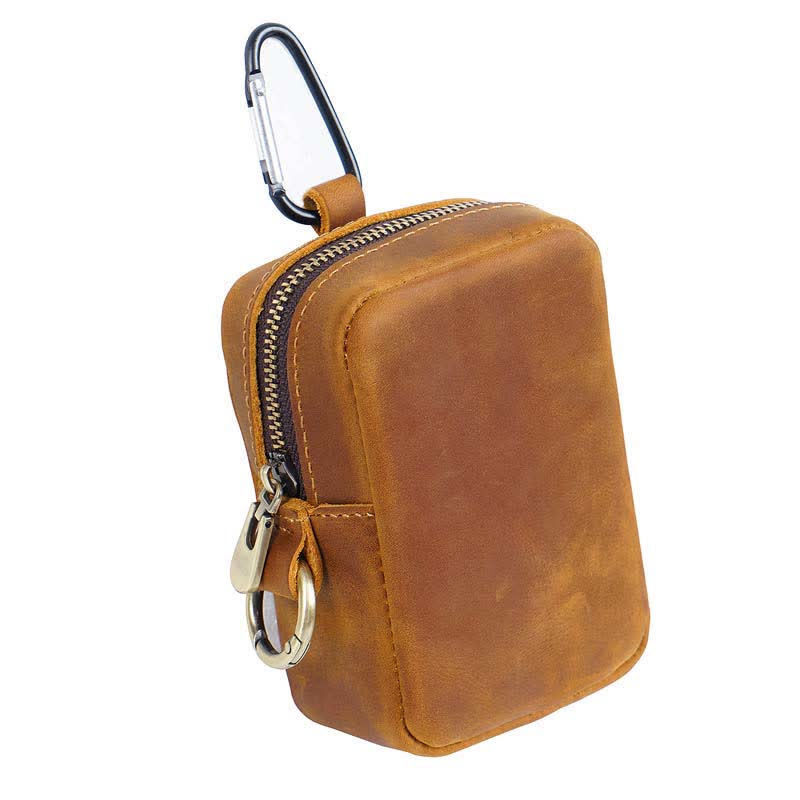 Borsa da cintura mini in vera pelle con cerniera per esterni Cube - Marrone - image 3