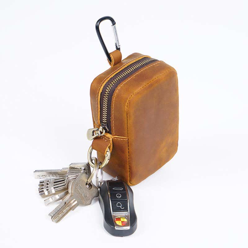 Borsa da cintura mini in vera pelle con cerniera per esterni Cube