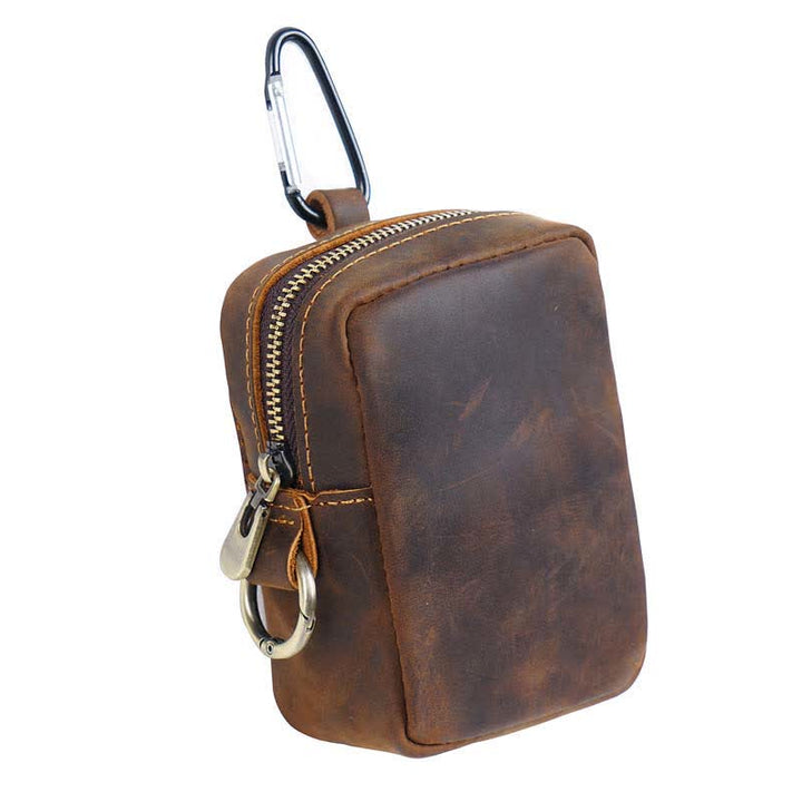 Borsa da cintura mini in vera pelle con cerniera per esterni Cube