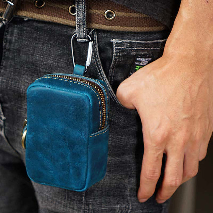 Borsa da cintura mini in vera pelle con cerniera per esterni Cube