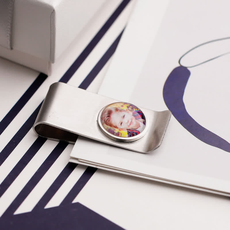 Fermasoldi con foto a colori personalizzata, idea regalo per matrimonio
