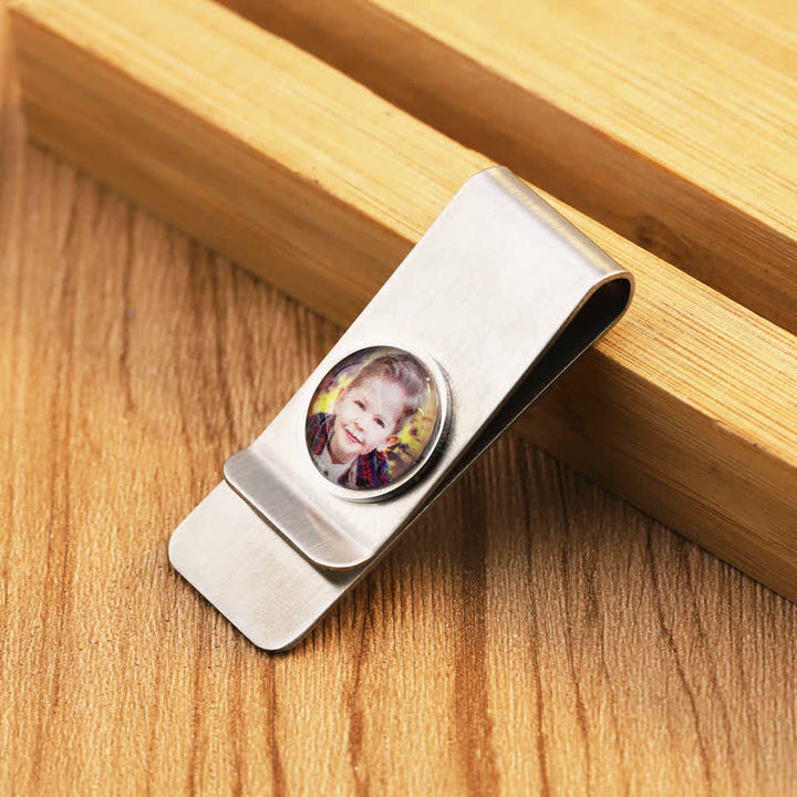 Fermasoldi con foto a colori personalizzata, idea regalo per matrimonio - Argento - image 0