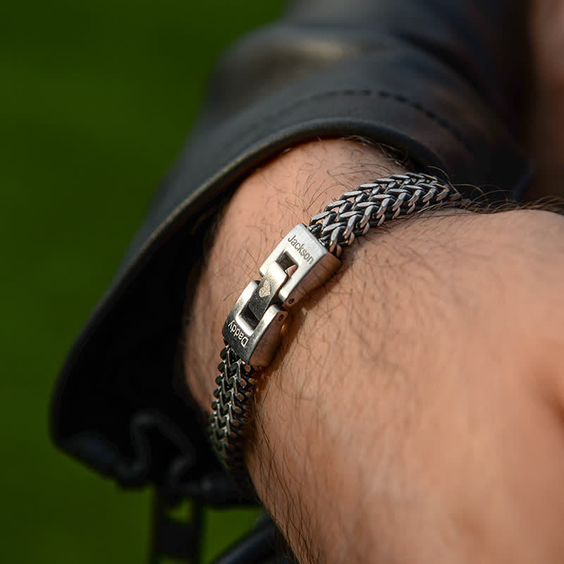 Bracciale in acciaio inossidabile con nome personalizzato e catena a coda di volpe