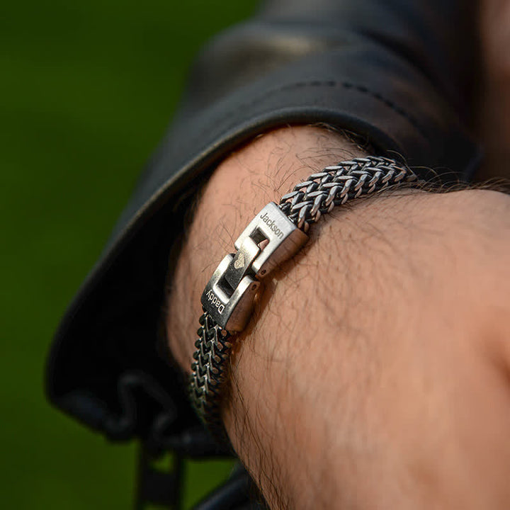 Bracciale in acciaio inossidabile con nome personalizzato e catena a coda di volpe