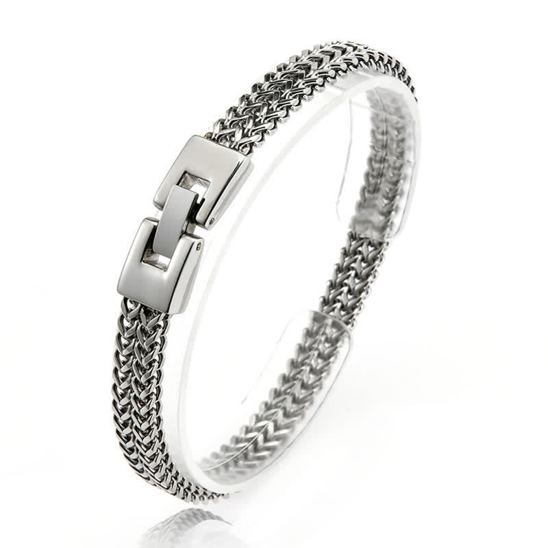 Bracciale in acciaio inossidabile con nome personalizzato e catena a coda di volpe