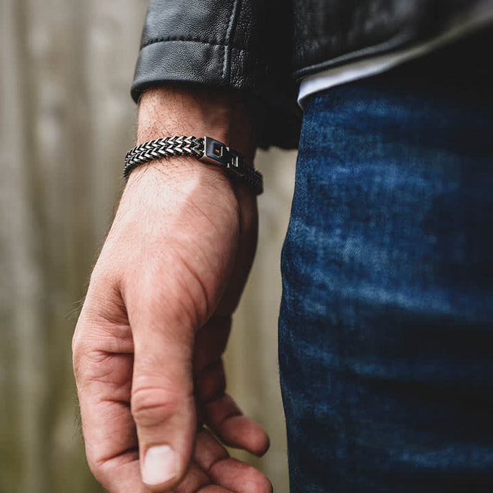 Bracciale in acciaio inossidabile con nome personalizzato e catena a coda di volpe