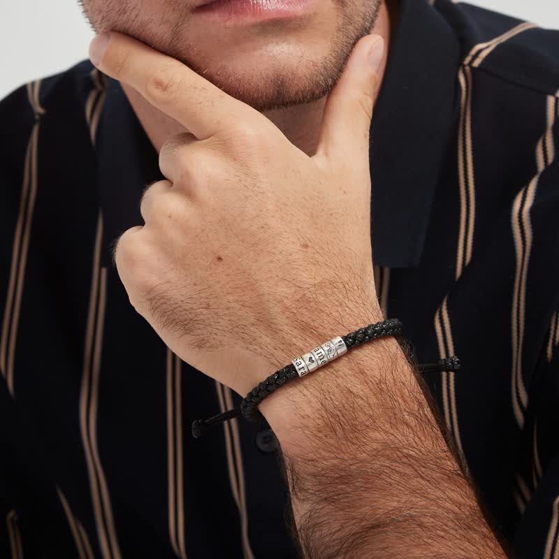 Braccialetto di corda con perline personalizzate e nome con simbolo personalizzato