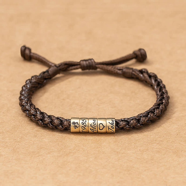Braccialetto di corda con perline personalizzate e nome con simbolo personalizzato