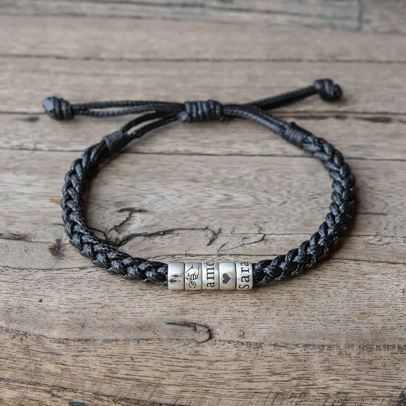 Braccialetto di corda con perline personalizzate e nome con simbolo personalizzato