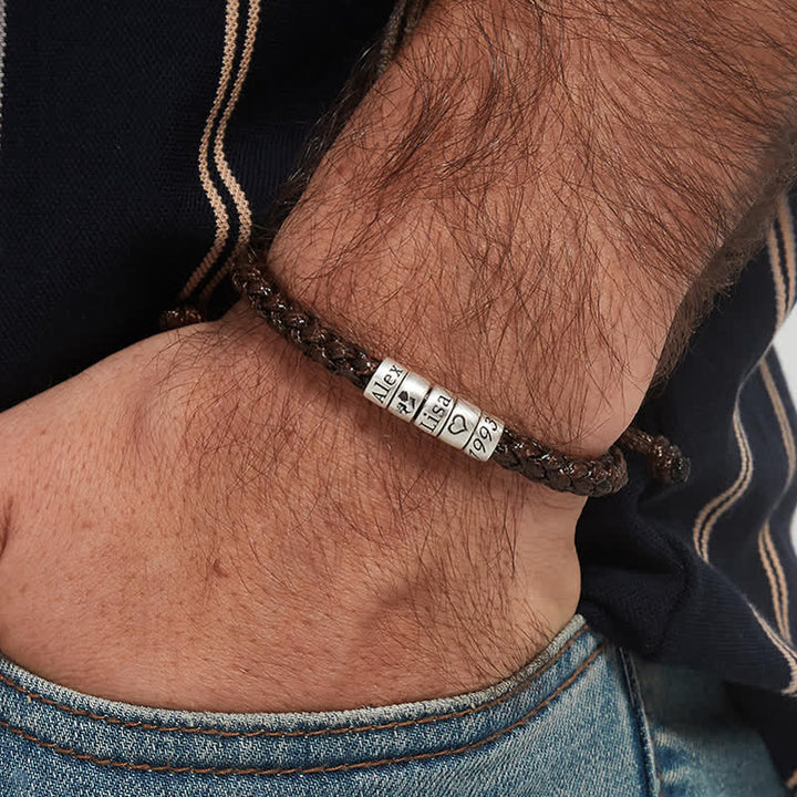 Braccialetto di corda con perline personalizzate e nome con simbolo personalizzato