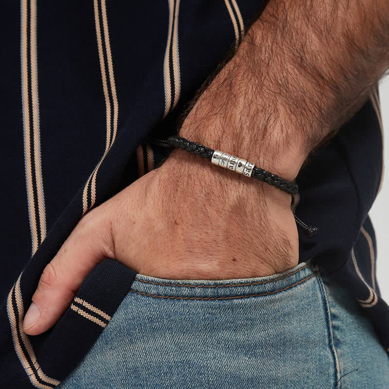 Braccialetto di corda con perline personalizzate e nome con simbolo personalizzato