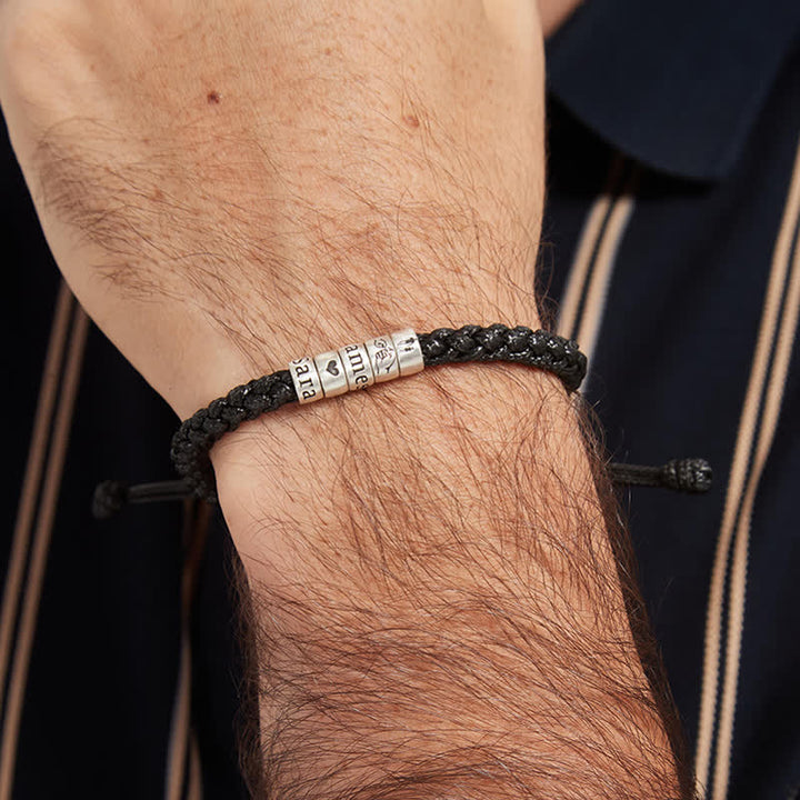 Braccialetto di corda con perline personalizzate e nome con simbolo personalizzato